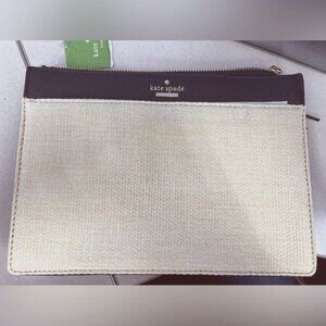 Kate Spade natural/black Straw Clutch